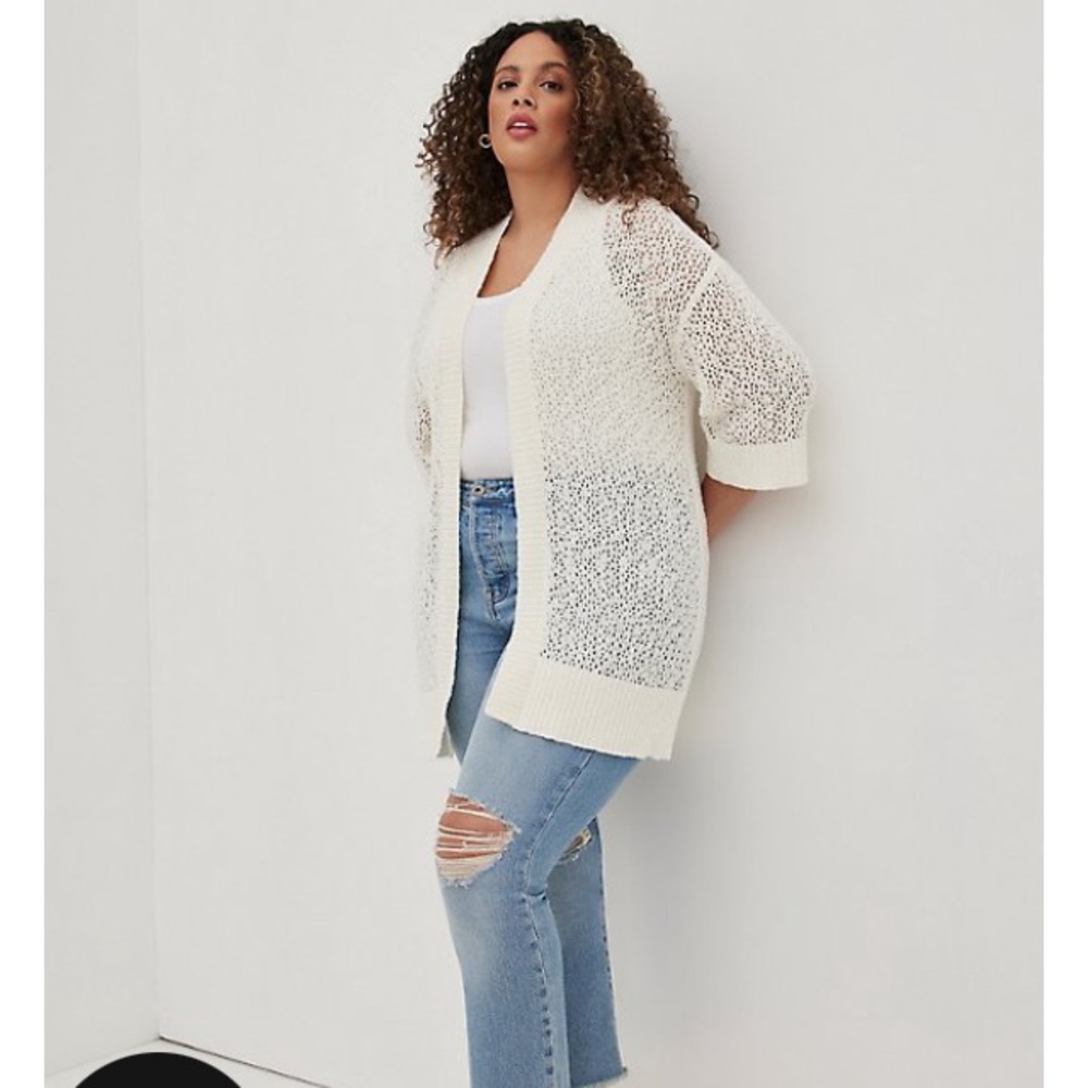 Torrid open stitch cardigan 3/4 sleeves 2X